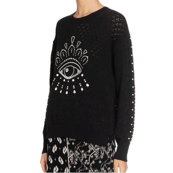 Kenzo Black Sweater with Beaded Eye Design - Picture 2 of 16